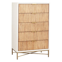 Chest with 5 Corrugated Panel Drawers and Metal Base, White - BM269163