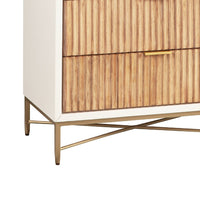 Chest with 5 Corrugated Panel Drawers and Metal Base, White - BM269163