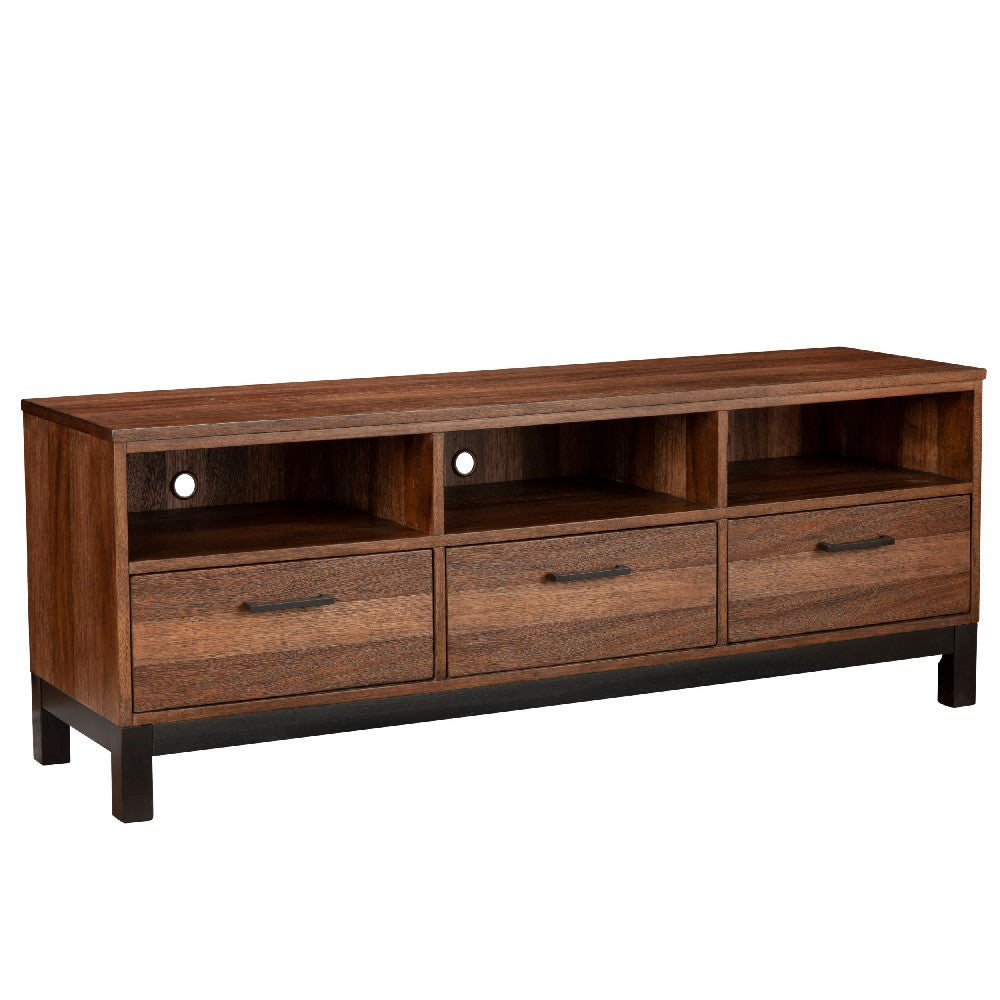 TV Console with 3 Drawers and 3 Compartments, Rustic Brown - BM269169