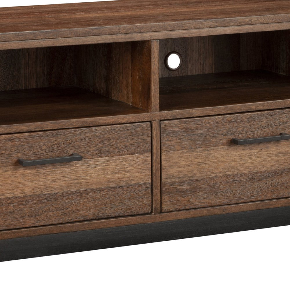 TV Console with 3 Drawers and 3 Compartments, Rustic Brown - BM269169