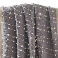 Veria 60 x 70 Cotton Throw with Pompom Stripe Design The Urban Port, Gray - BM269182