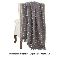 Veria 60 x 70 Cotton Throw with Pompom Stripe Design The Urban Port, Gray - BM269182