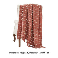 Veria 60 x 70 Cotton Throw with Pompom Stripe Design The Urban Port,Red - BM269184