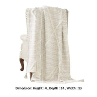 Veria 60 x 70 Cotton Throw with Diamond Pattern  Off White - BM269189