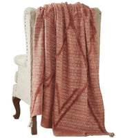 Veria 60 x 70 Cotton Throw with Diamond Pattern  Brown - BM269191