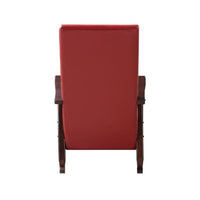 Rocking Chair with Leatherette Seating and Wooden Frame, Red - BM269200