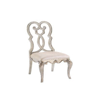 Side Chair with Wooden Scrolled Design Back, Set of 2, Beige - BM269208