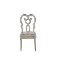 Side Chair with Wooden Scrolled Design Back, Set of 2, Beige - BM269208