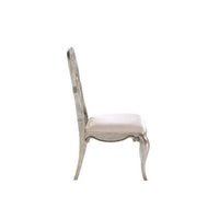 Side Chair with Wooden Scrolled Design Back, Set of 2, Beige - BM269208