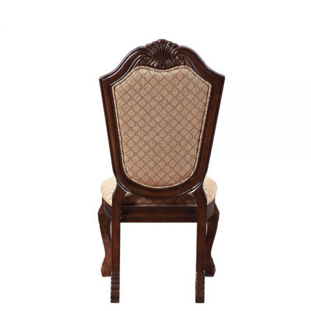 Side Chair with Padded Seating and Cabriole Legs, Set of 2, Brown - BM269212