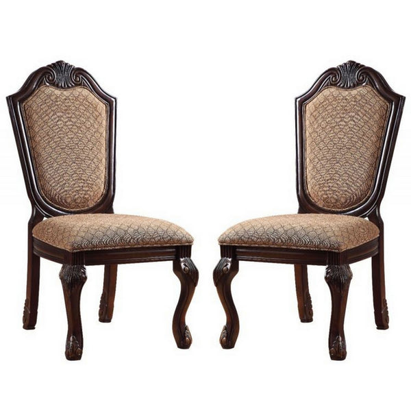 Side Chair with Padded Seating and Cabriole Legs, Set of 2, Brown - BM269212