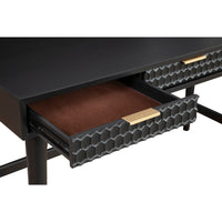 Writing Desk with 3 Drawers and Wooden Frame, Black - BM269320