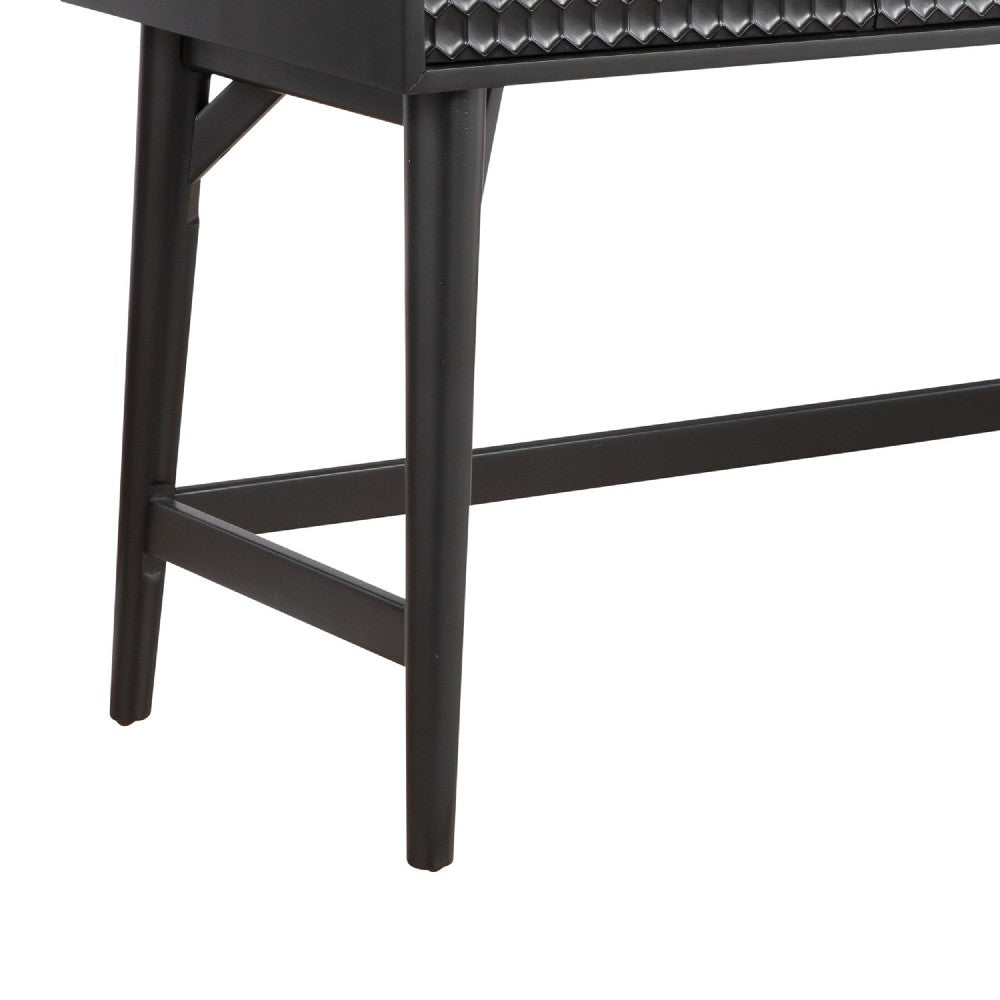 Writing Desk with 3 Drawers and Wooden Frame, Black - BM269320