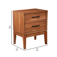 Nightstand with 2 Drawers and Wooden Frame, Brown - BM269321