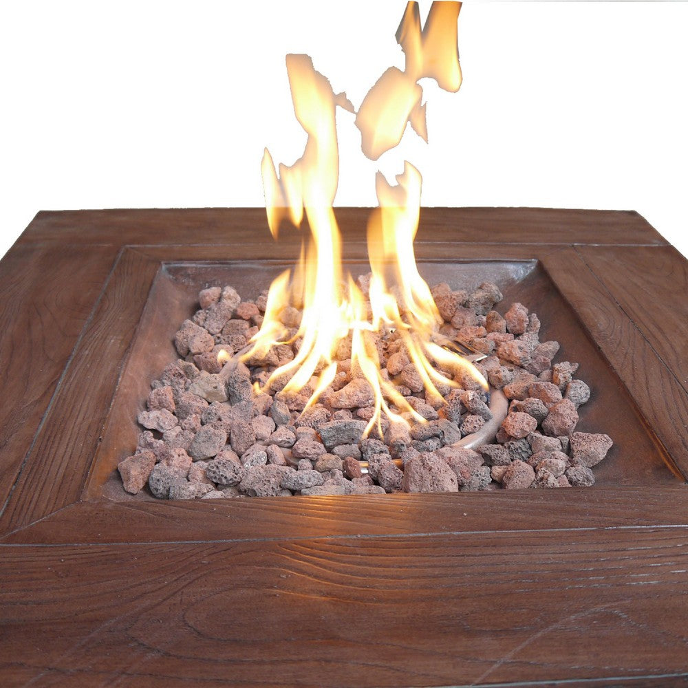 Gas Fire Pit with Lava Rocks and Control Panel, Brown - BM269460