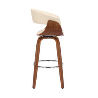 30 Inch Swivel Faux Leather Barstool with Curved Open Back, Brown - BM269994