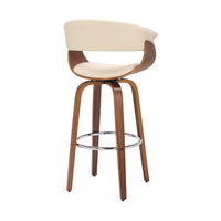 30 Inch Swivel Faux Leather Barstool with Curved Open Back, Brown - BM269994