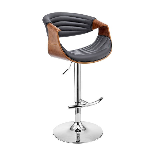 Adjustable Barstool with Faux Leather and Bucket Seat, Brown and Gray - BM270013