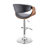 Adjustable Barstool with Faux Leather and Bucket Seat, Brown and Gray - BM270013