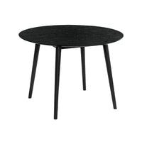 Round Dining Table with Wood and Tapered Legs, Black - BM270106