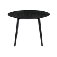 Round Dining Table with Wood and Tapered Legs, Black - BM270106