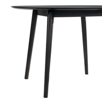 Round Dining Table with Wood and Tapered Legs, Black - BM270106