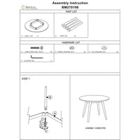 Round Dining Table with Wood and Tapered Legs, Black - BM270106