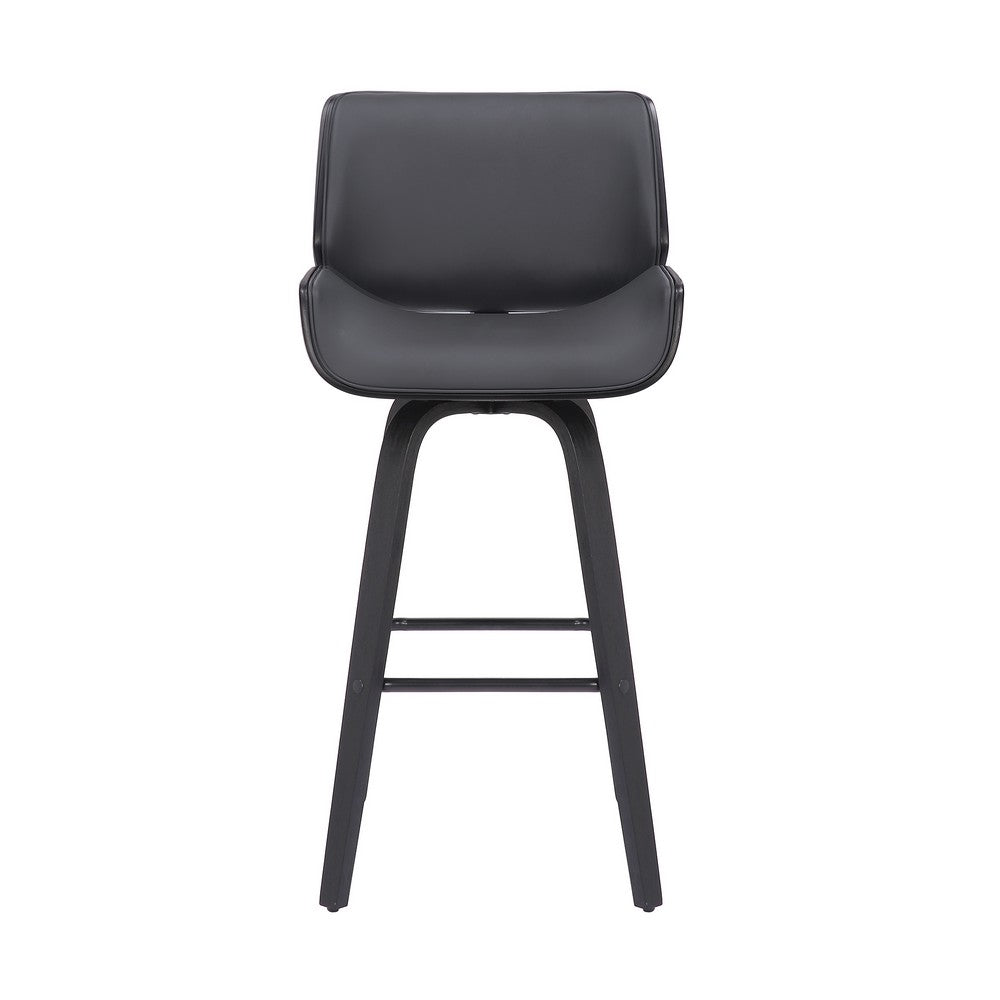 30 Inch Bar Stool with Curved Padded Back and Seat, Gray - BM270436