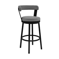 Swivel Counter Barstool with Curved Open Back and Metal Legs, Light Gray - BM271140