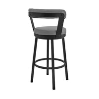 Swivel Counter Barstool with Curved Open Back and Metal Legs, Light Gray - BM271140