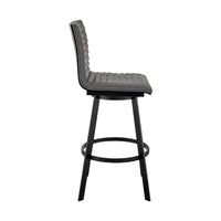 Swivel Barstool with Horizontal Channel Stitching, Black and Gray - BM271163