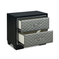 Nightstand with 2 Drawers and Upholstery, Black and Silver - BM271440