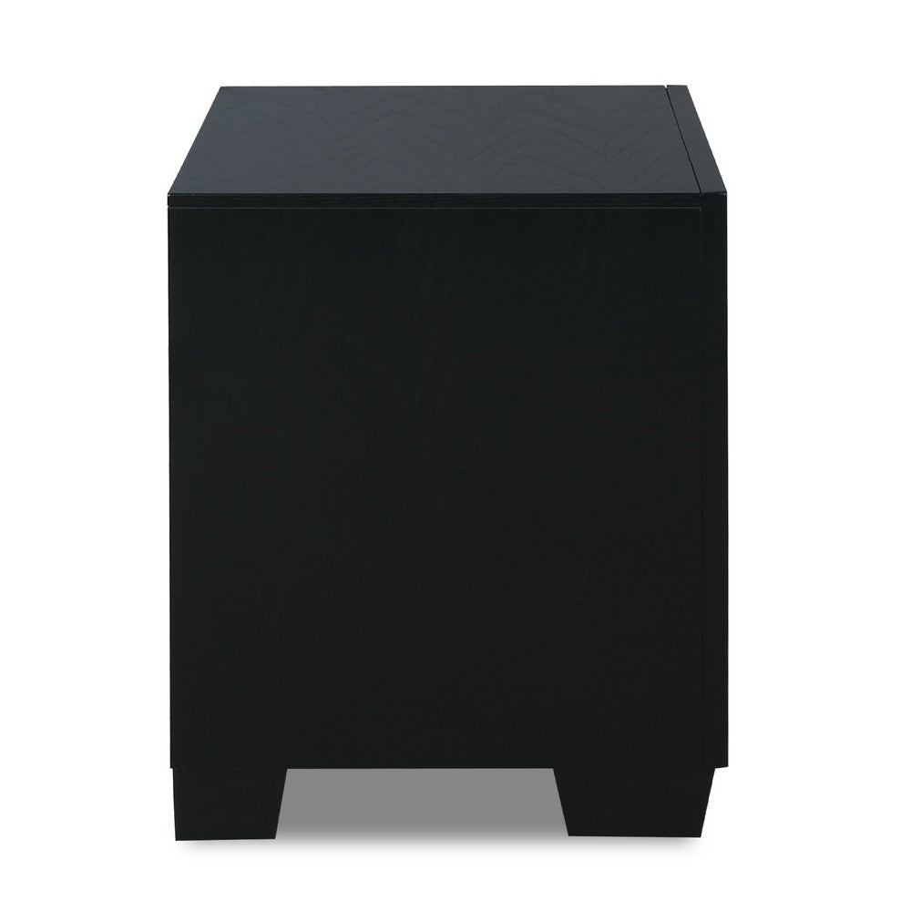 Nightstand with 2 Drawers and Upholstery, Black and Silver - BM271440