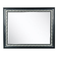 Rectangular Mirror with Diamond Stitching, Silver and Black - BM271442