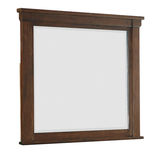 Rectangular Wooden Mirror with Molded Trim, Oak Brown - BM271448