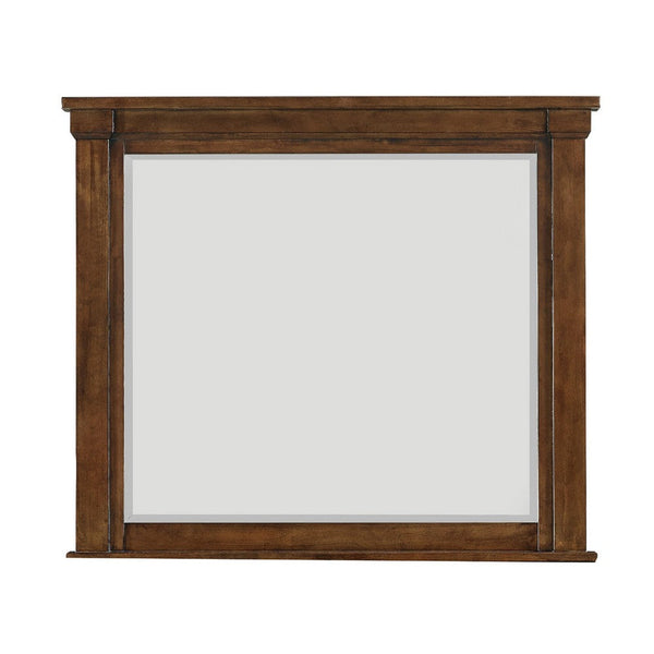 Rectangular Wooden Mirror with Molded Trim, Oak Brown - BM271448