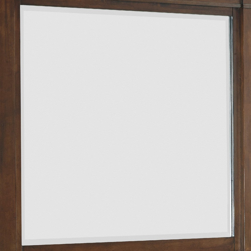 Rectangular Wooden Mirror with Molded Trim, Oak Brown - BM271448