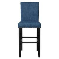 Bar Chair with Fabric Seat and Nailhead Trim, Set of 2, Blue - BM271458