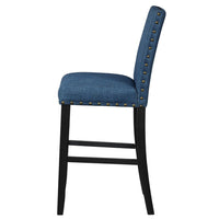 Bar Chair with Fabric Seat and Nailhead Trim, Set of 2, Blue - BM271458