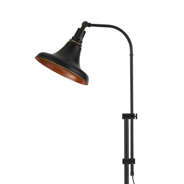 47 Inch Adjustable Metal Floor Lamp and Tapered Shade, Black - BM271949