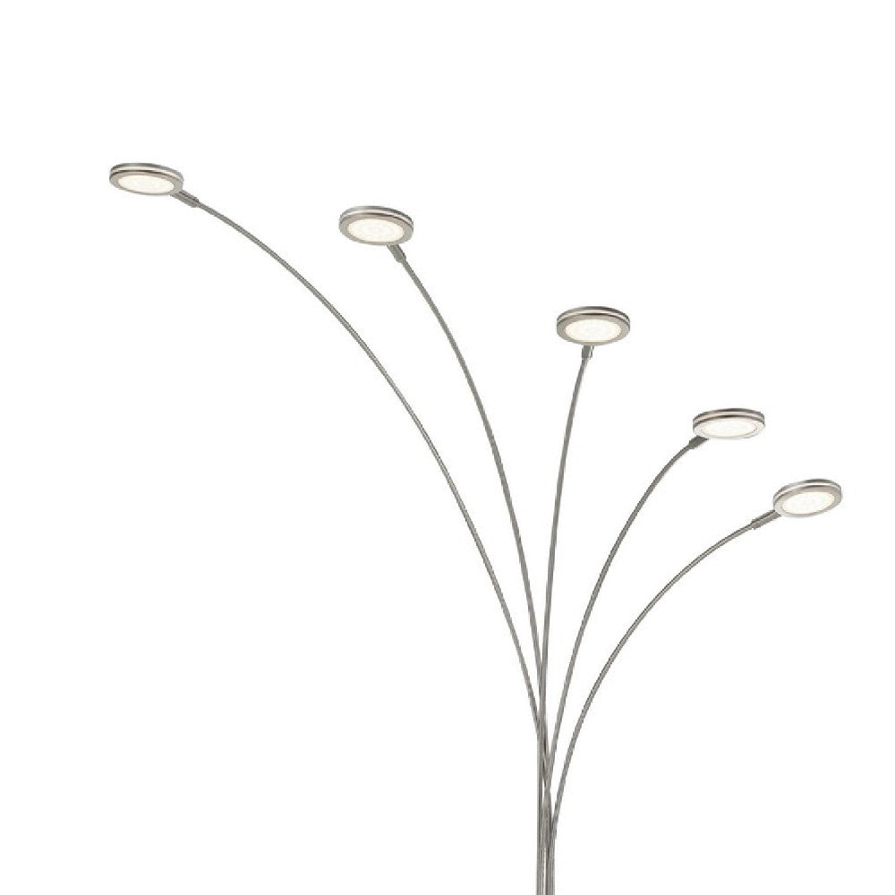 72 Inch Arched Floor Lamp with 5 Branched LED Lights, Silver - BM271951