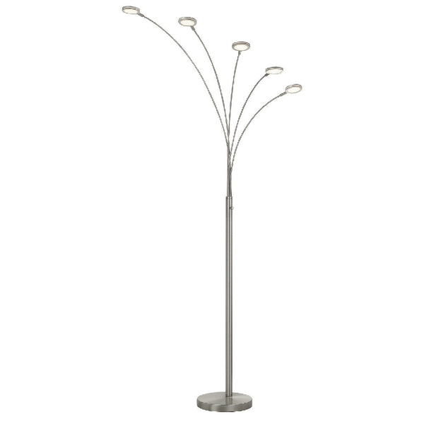 72 Inch Arched Floor Lamp with 5 Branched LED Lights, Silver - BM271951