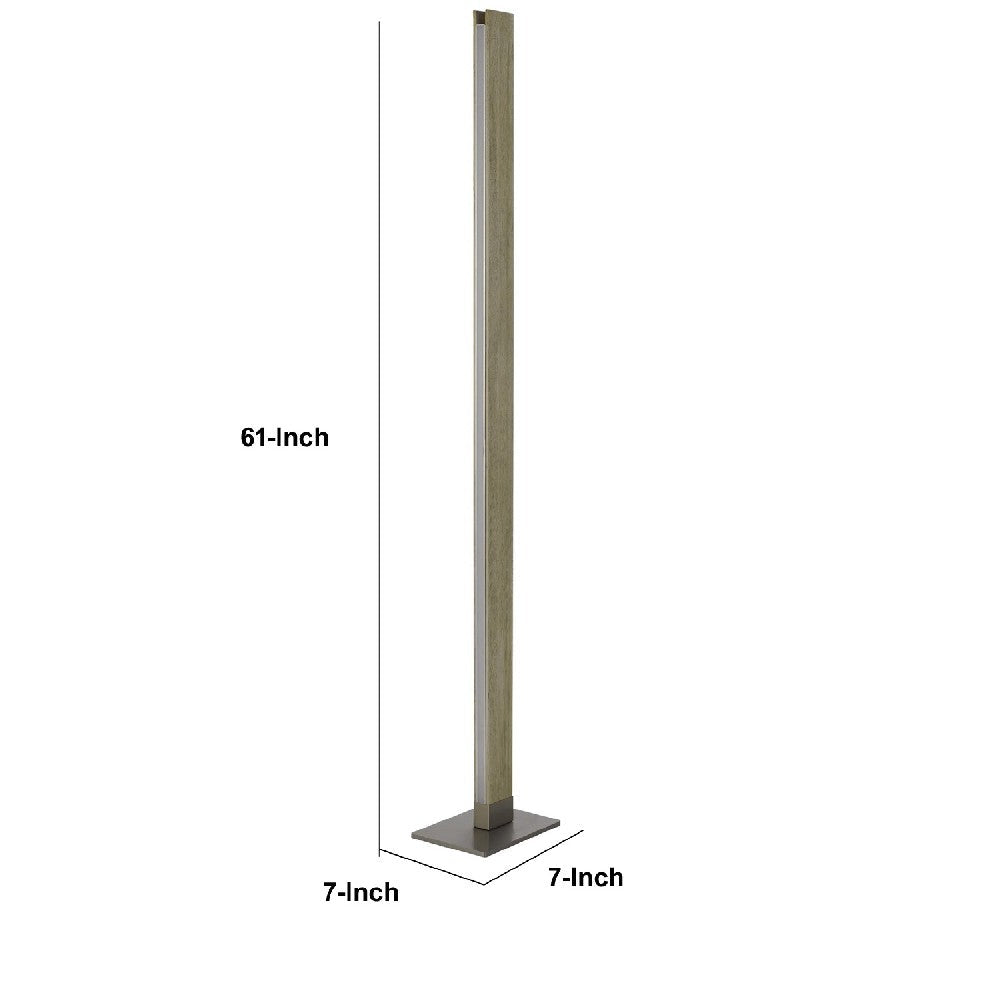 61 Inch Wood Floor Lamp Dimming LED Column, Brown - BM271958