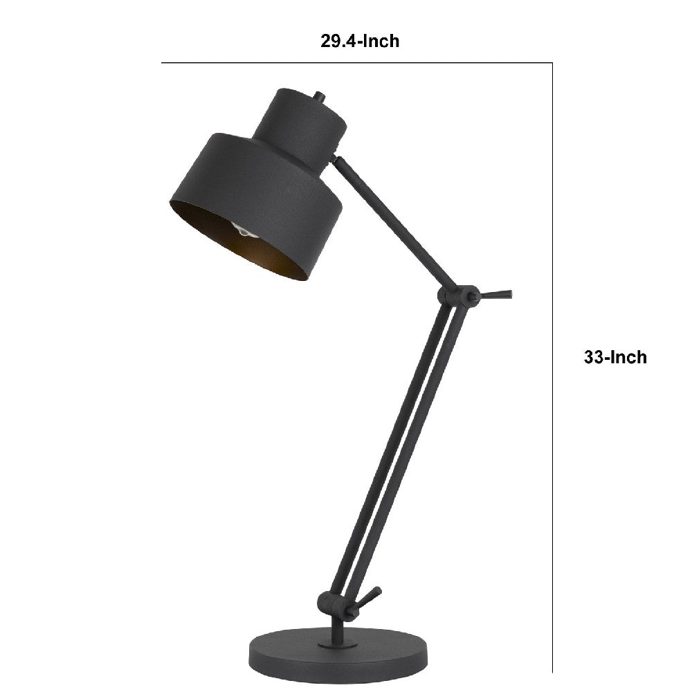 33 Inch Adjustable Modern Industrial Metal Task Desk Lamp, Black - BM271960