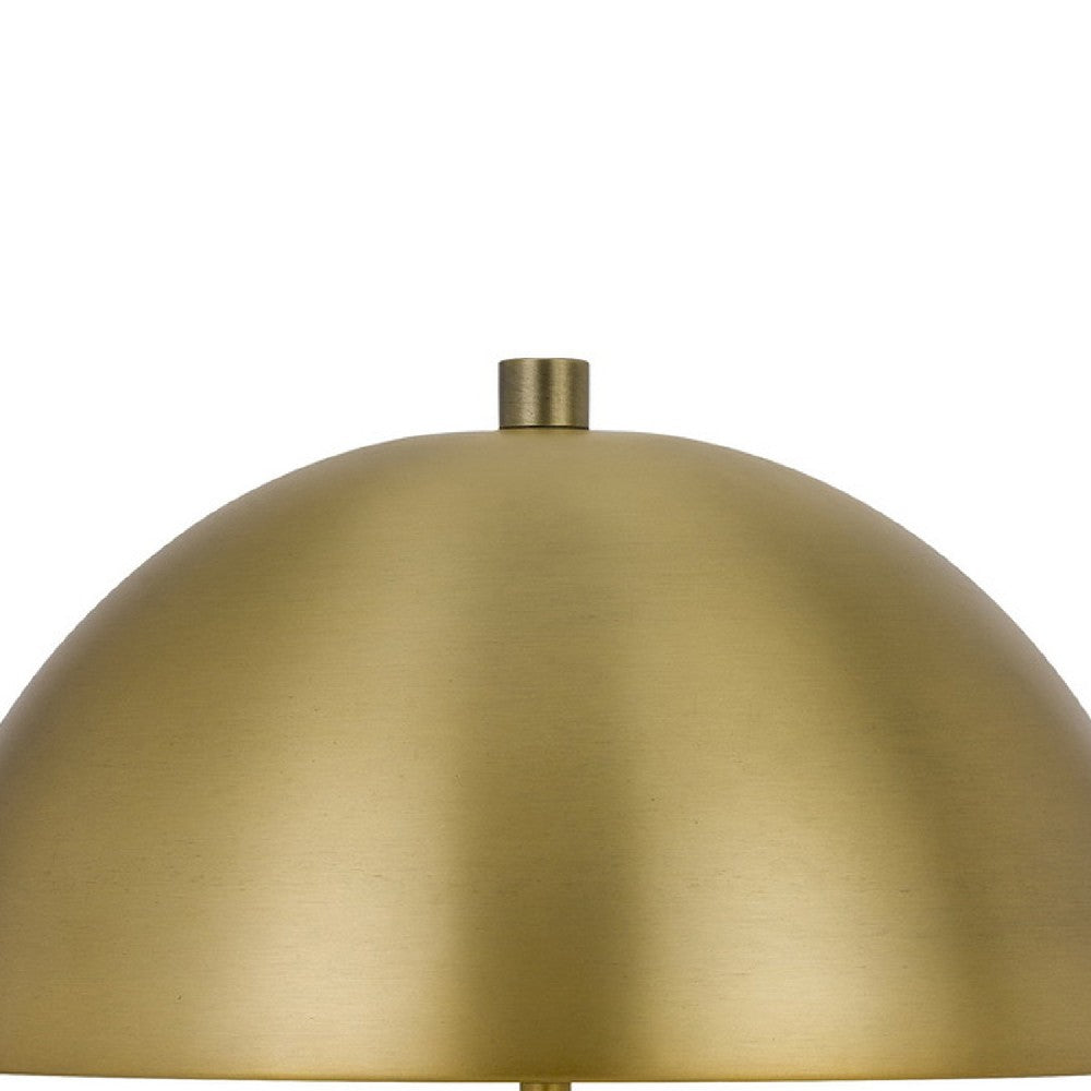 20 Inch Metal Accent Table Lamp with Dome Shade, Brass - BM271961