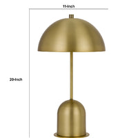 20 Inch Metal Accent Table Lamp with Dome Shade, Brass - BM271961