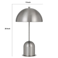 20 Inch Metal Accent Table Lamp with Dome Shade, Silver - BM271962