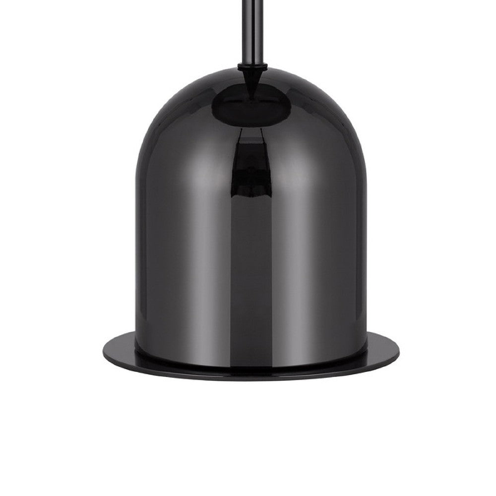 20 Inch Metal Accent Table Lamp Dome Shade, Black - BM271963