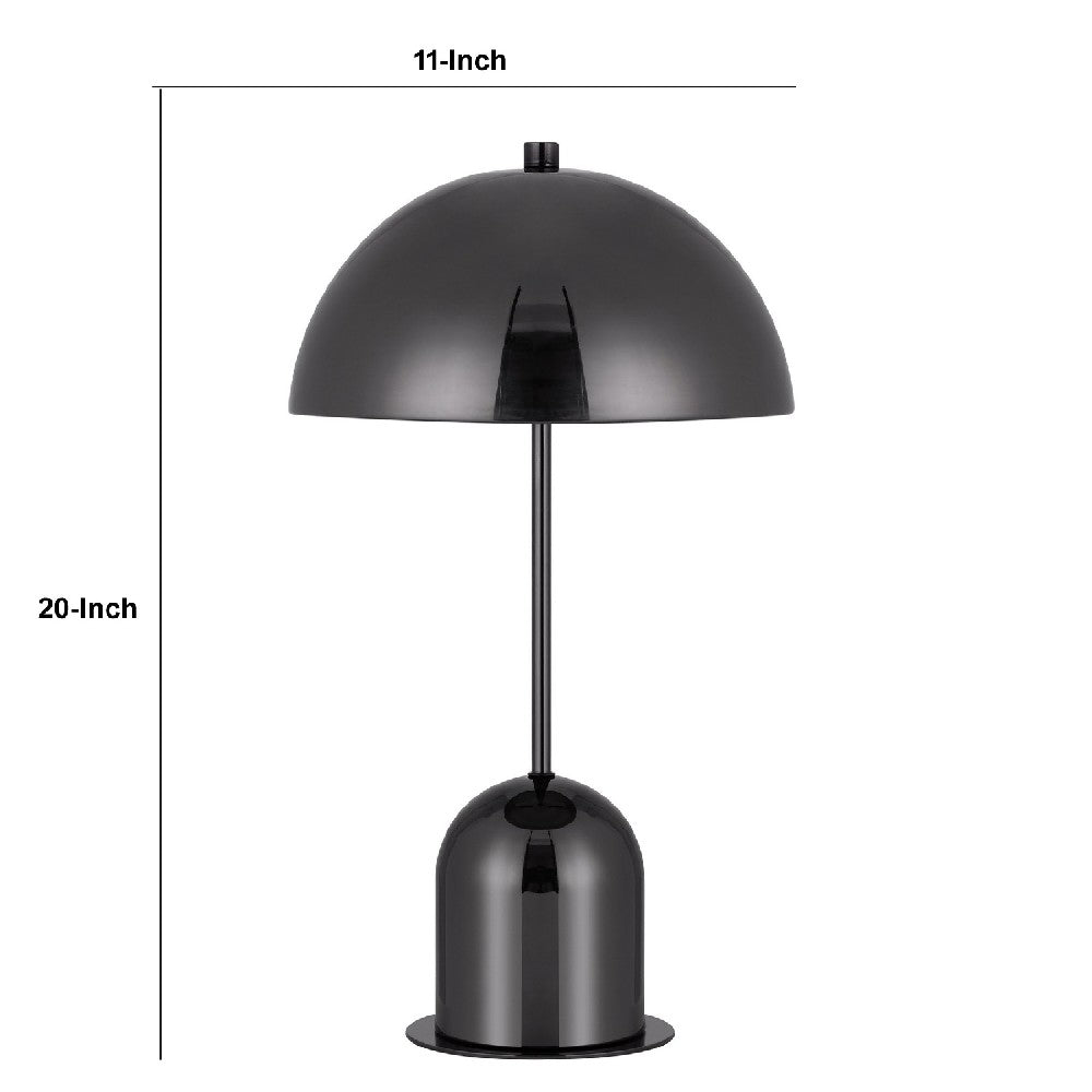 20 Inch Metal Accent Table Lamp Dome Shade, Black - BM271963