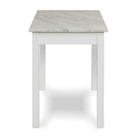 Jay 48 Inch Desk With Drawer and Faux Marble Top, White - BM272065